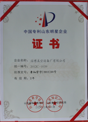公司被山東省科學(xué)技術(shù)廳，山東省知識產(chǎn)權(quán)局評為中國專利山東明星企業(yè)